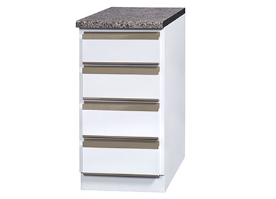 4 drawer single base unit with 32mm post form top